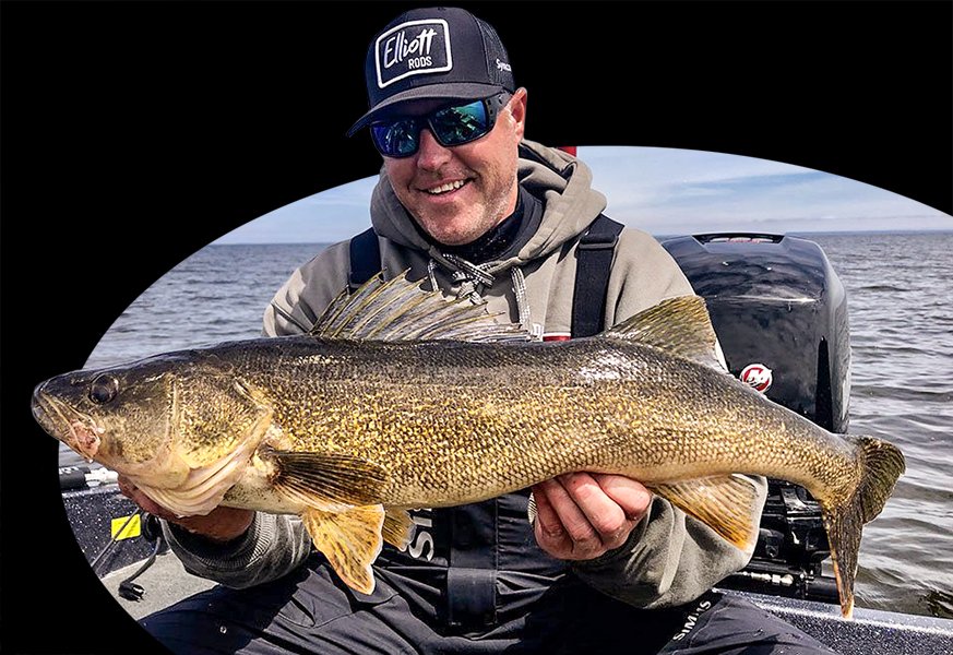 aaron phillipe prostaff fisherman for two brothers innovations holding walleye